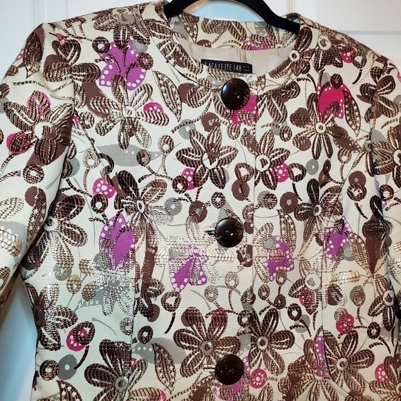 Lafayette 148 Women’s Sz 8 Floral brocade Blazer Jacket - Picture 4 of 13